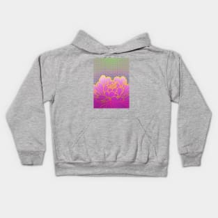 peony flower and sacred geometric pattern Kids Hoodie